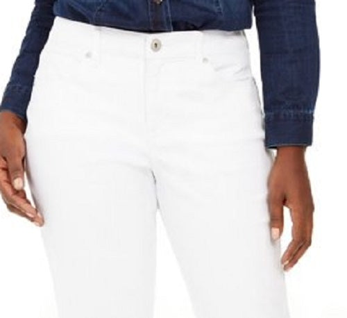 Style & Co Women's Curvy-Fit Cuffed Girlfriend Jeans White Size 16
