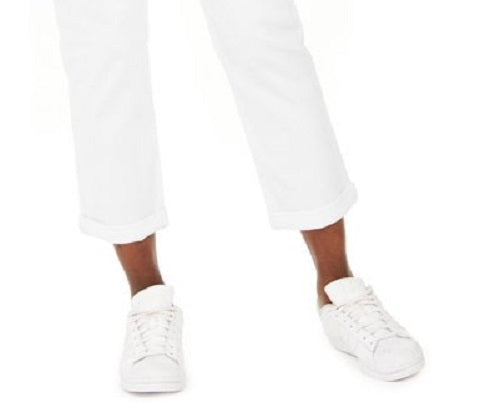 Style & Co Women's Curvy-Fit Cuffed Girlfriend Jeans White Size 16