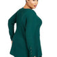 Alfani Women's Ribbed Snap-Detail Sweater  Green Size X-Large