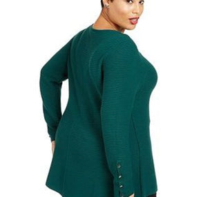 Alfani Women's Ribbed Snap-Detail Sweater  Green Size X-Large