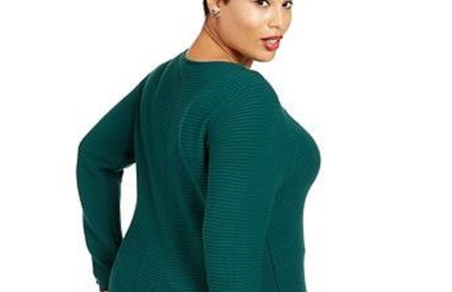 Alfani Women's Ribbed Snap-Detail Sweater  Green Size X-Large