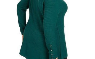 Alfani Women's Ribbed Snap-Detail Sweater  Green Size X-Large