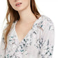 American Rag Juniors' Ruffled-Neck Tie-Sleeve Top Gray Size Large