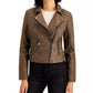 Coffeeshop Junior's Faux Leather Moto Jacket Beige Size Small