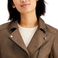 Coffeeshop Junior's Faux Leather Moto Jacket Beige Size Small