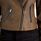 Coffeeshop Junior's Faux Leather Moto Jacket Beige Size Small