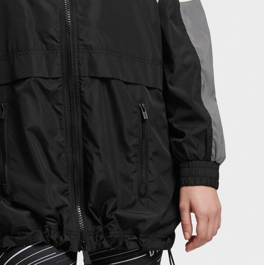 DKNY Women's Sport Colorblocked Reflective Windbreaker Black Size Large