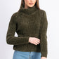 Hippie Rose Juniors' Chenille Turtleneck Sweater Dark Green Size X-Small