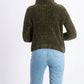 Hippie Rose Juniors' Chenille Turtleneck Sweater Dark Green Size X-Small