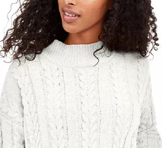 Hippie Rose Juniors' Cable-Knit Drop-Shoulder Sweater Natural Size X-Large