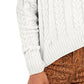 Hippie Rose Juniors' Cable-Knit Drop-Shoulder Sweater Natural Size X-Large