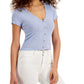 Crave Fame Juniors' Lettuce-Edge Crop Top Blue Size X-Large
