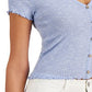Crave Fame Juniors' Lettuce-Edge Crop Top Blue Size X-Large