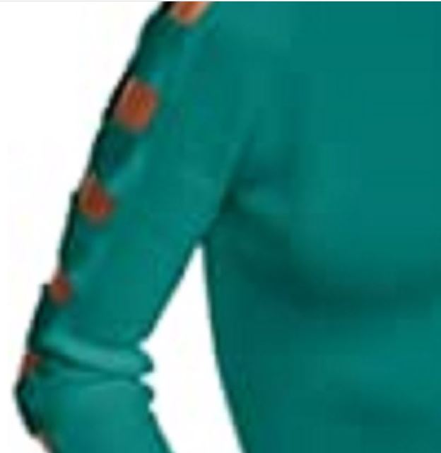 Almost Famous Junior's Lattice Sleeve Sweater Green Size Small