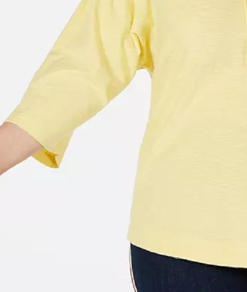 Tommy Hilfiger Women's Plus Size Cotton Lace-Up Top Gold Size 1X