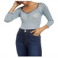 Self Esteem Junior's Striped Bodysuit Navy Size Medium