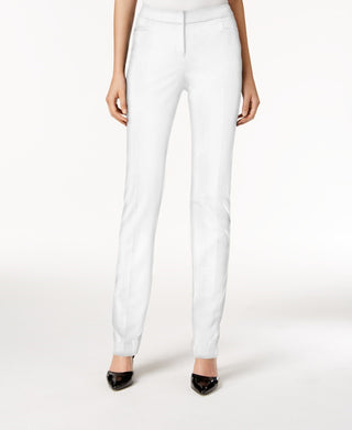 Alfani Women's Ivory Zippered Straight Leg Pants White Size 6