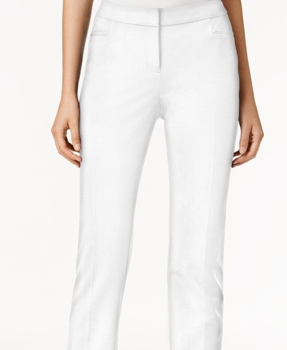 Alfani Women's Ivory Zippered Straight Leg Pants White Size 6