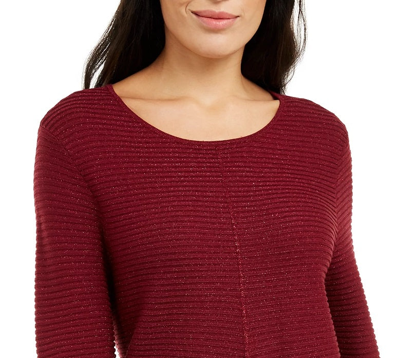Alfani Women's Metallic Swing Sweater Wine Size Medium