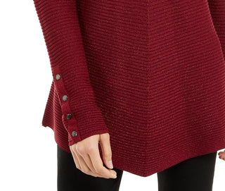 Alfani Women's Metallic Swing Sweater Wine Size Medium