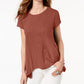 Style & Co Women's Handkerchief Hem T-Shirt Brown Size Medium
