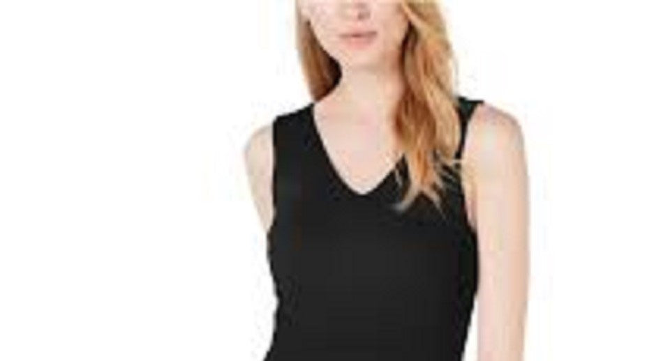 Maison Jules Women's Scoop Neck Tank Top Black Size X-Large