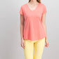 Maison Jules Women's V-Neck Patch-Pocket T-Shirt Dark Pink Size Medium