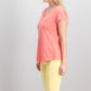 Maison Jules Women's V-Neck Patch-Pocket T-Shirt Dark Pink Size Medium