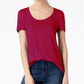 Maison Jules Women's Scoop-Neck T-Shirt Red Size Extra Large