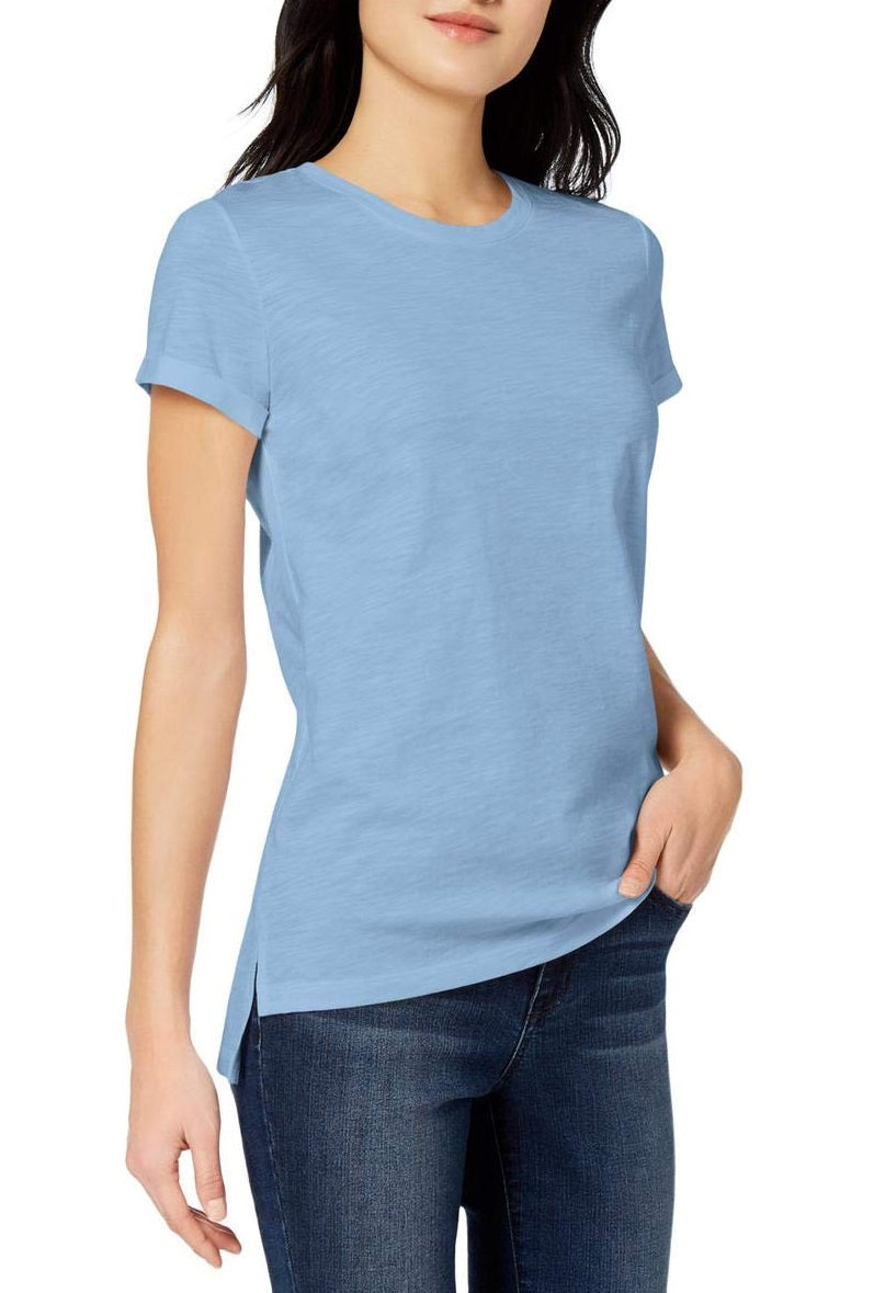 Maison Jules Women's High-Low T-Shirt Blue Size Small