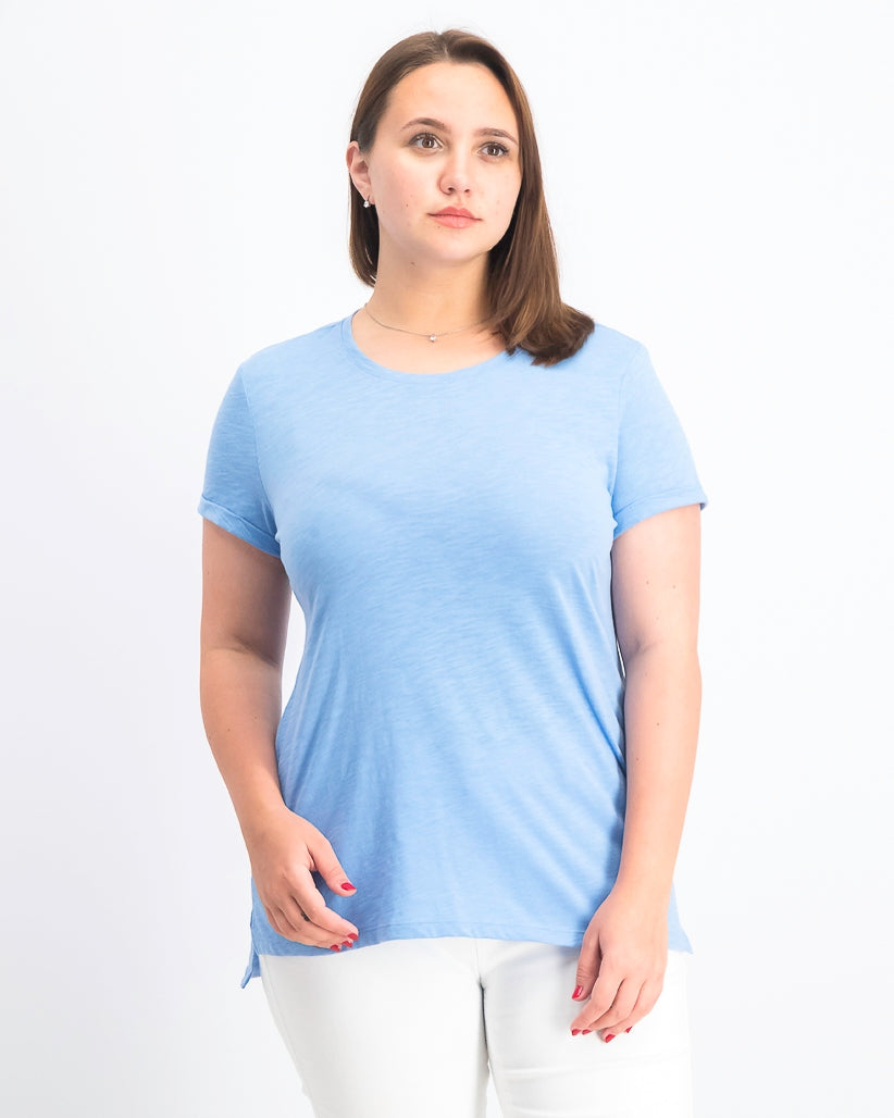 Maison Jules Women's High-Low T-Shirt Blue Size XX-Large