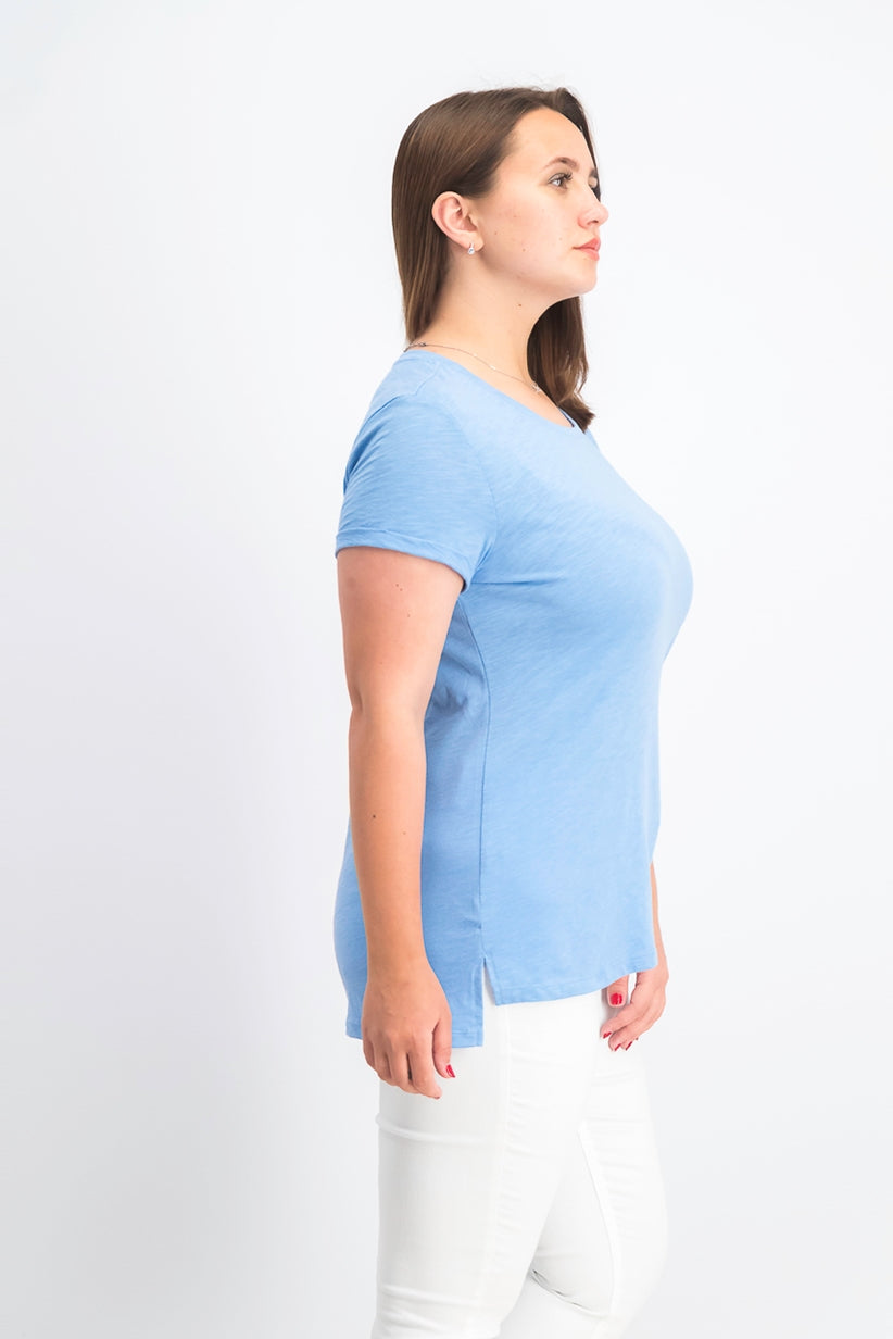 Maison Jules Women's High-Low T-Shirt Blue Size XX-Large