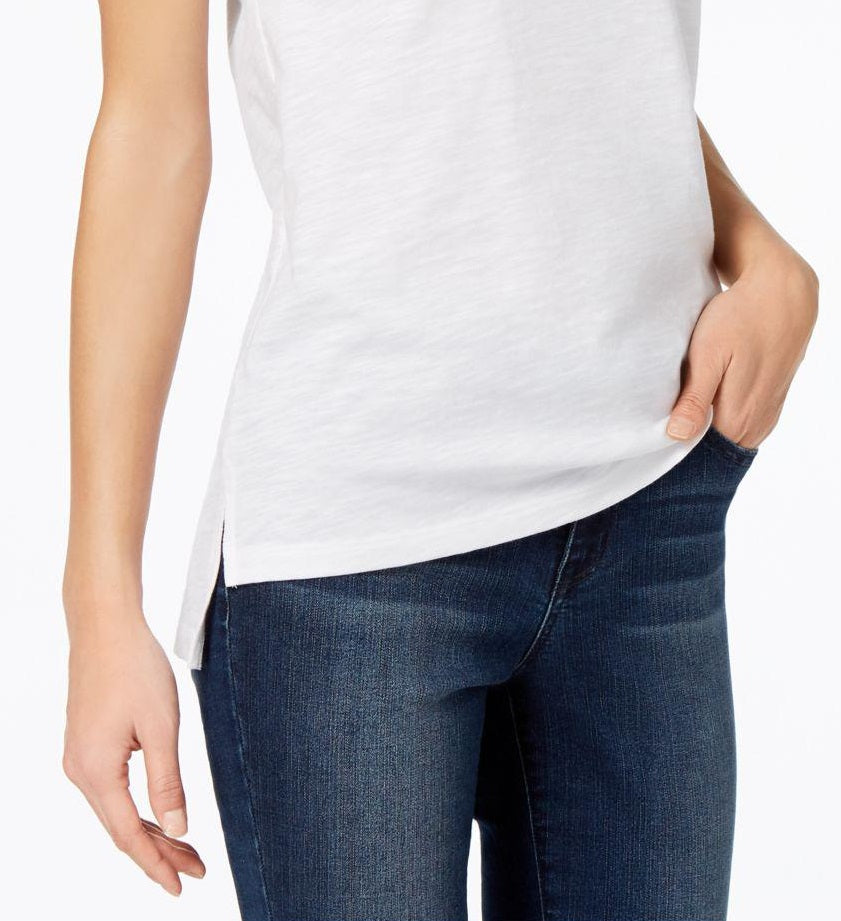 Maison Jules Women's High-Low T-Shirt White Size Small