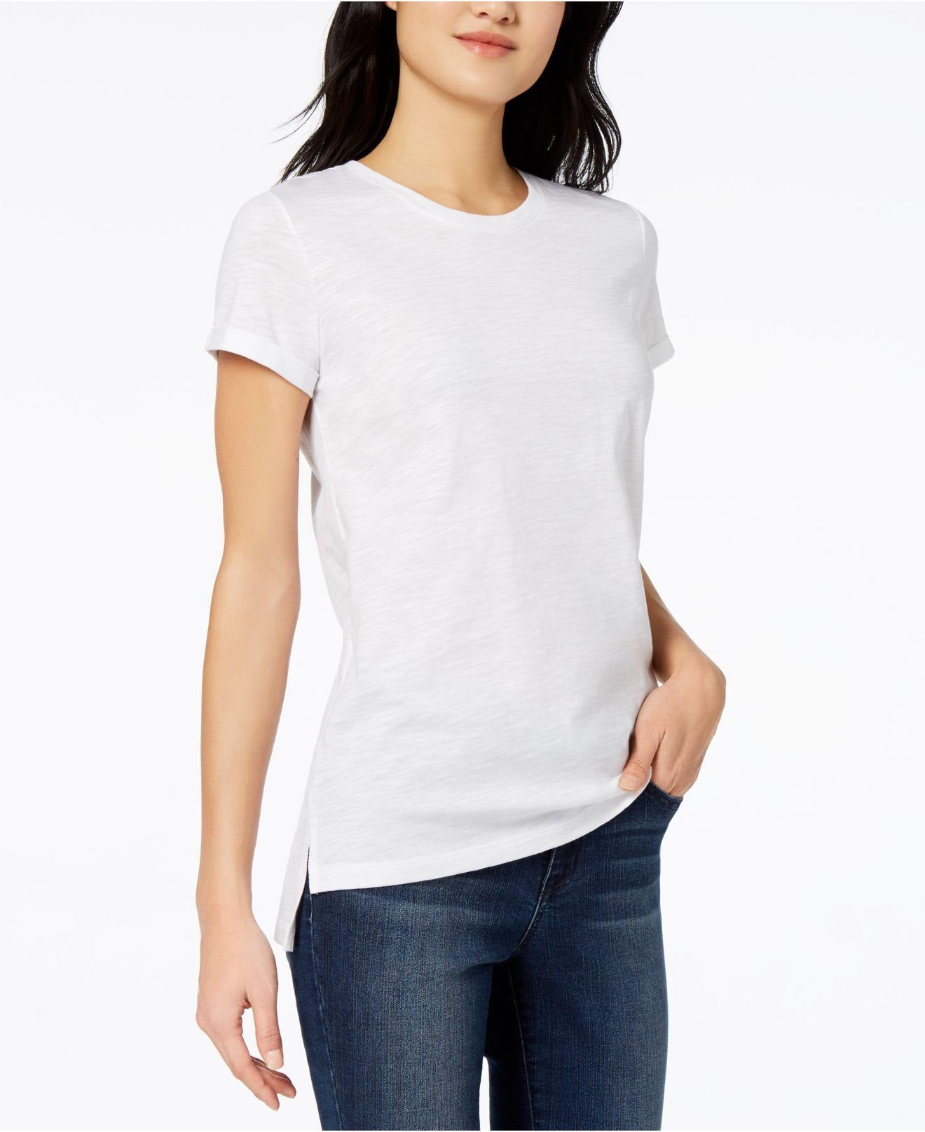 Maison Jules Women's High-Low T-Shirt White Size XX-Large