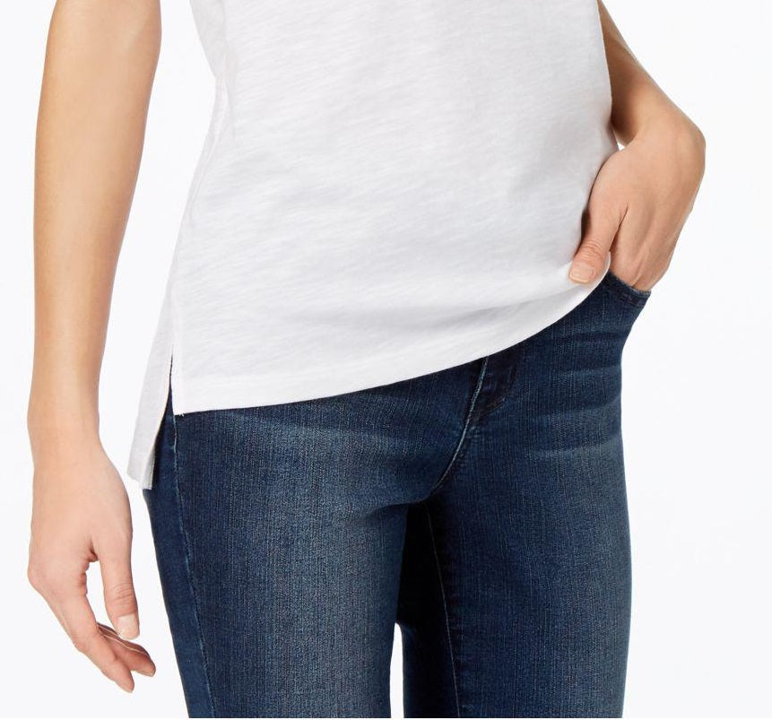 Maison Jules Women's High-Low T-Shirt White Size XX-Large