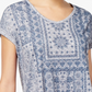 Style & Co Women's Graphic Shirttail-Hem Top  Blue Size X-Small