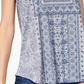 Style & Co Women's Graphic Shirttail-Hem Top  Blue Size X-Small