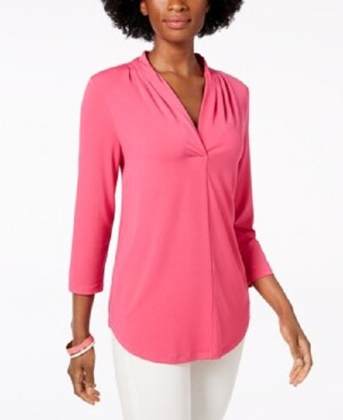 Charter Club Women's 3/4-Sleeve Top Dark Pink Size Small