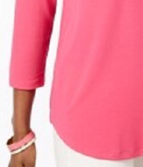 Charter Club Women's 3/4-Sleeve Top Dark Pink Size Small