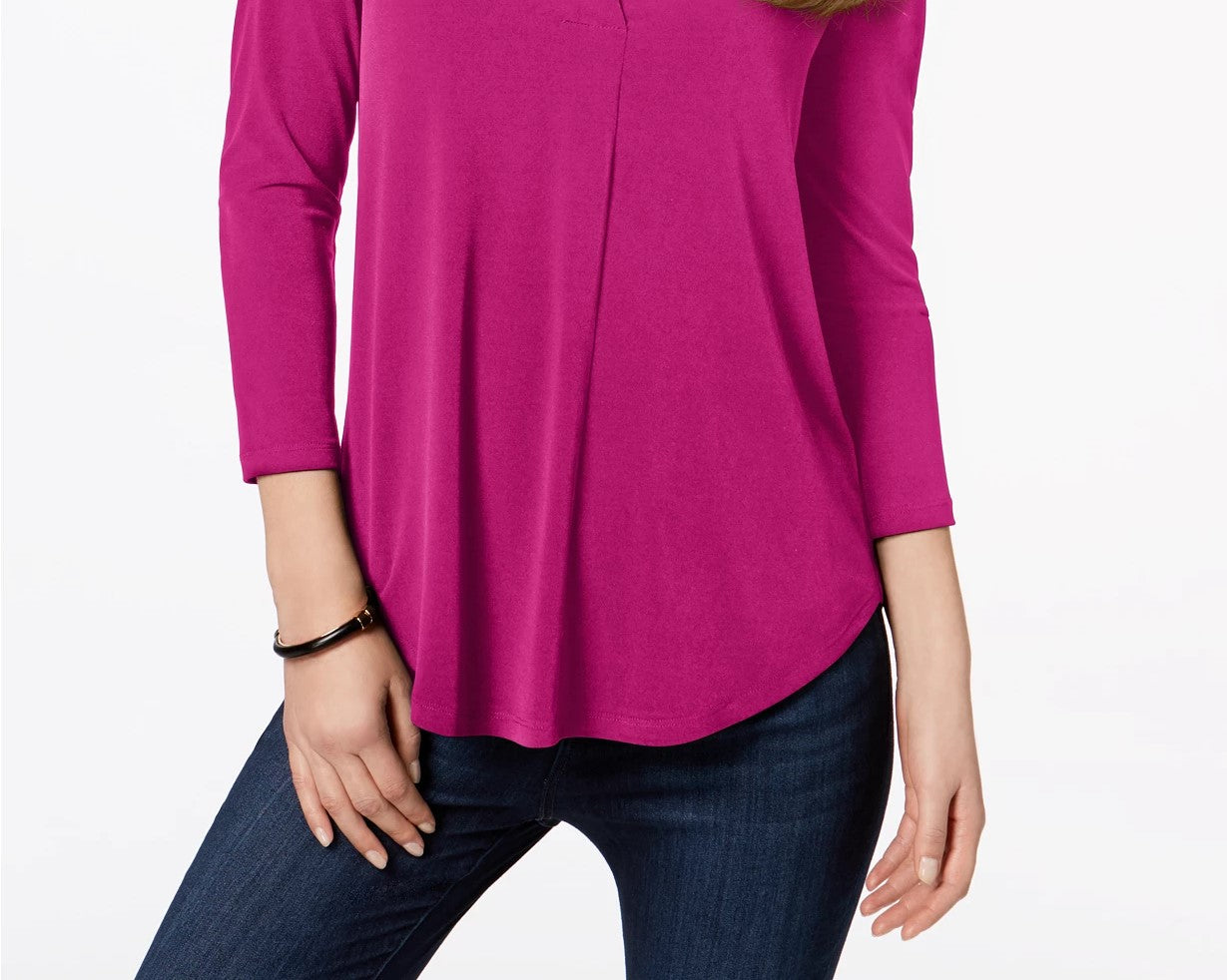 Charter Club Women's 3/4-Sleeve Top Dark Pink Size Extra Small