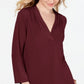 Charter Club Women's 3/4-Sleeve Top Wine Size Extra Small
