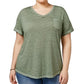 Style & Co Women's Burnout T-Shirt Green Size Extra Small