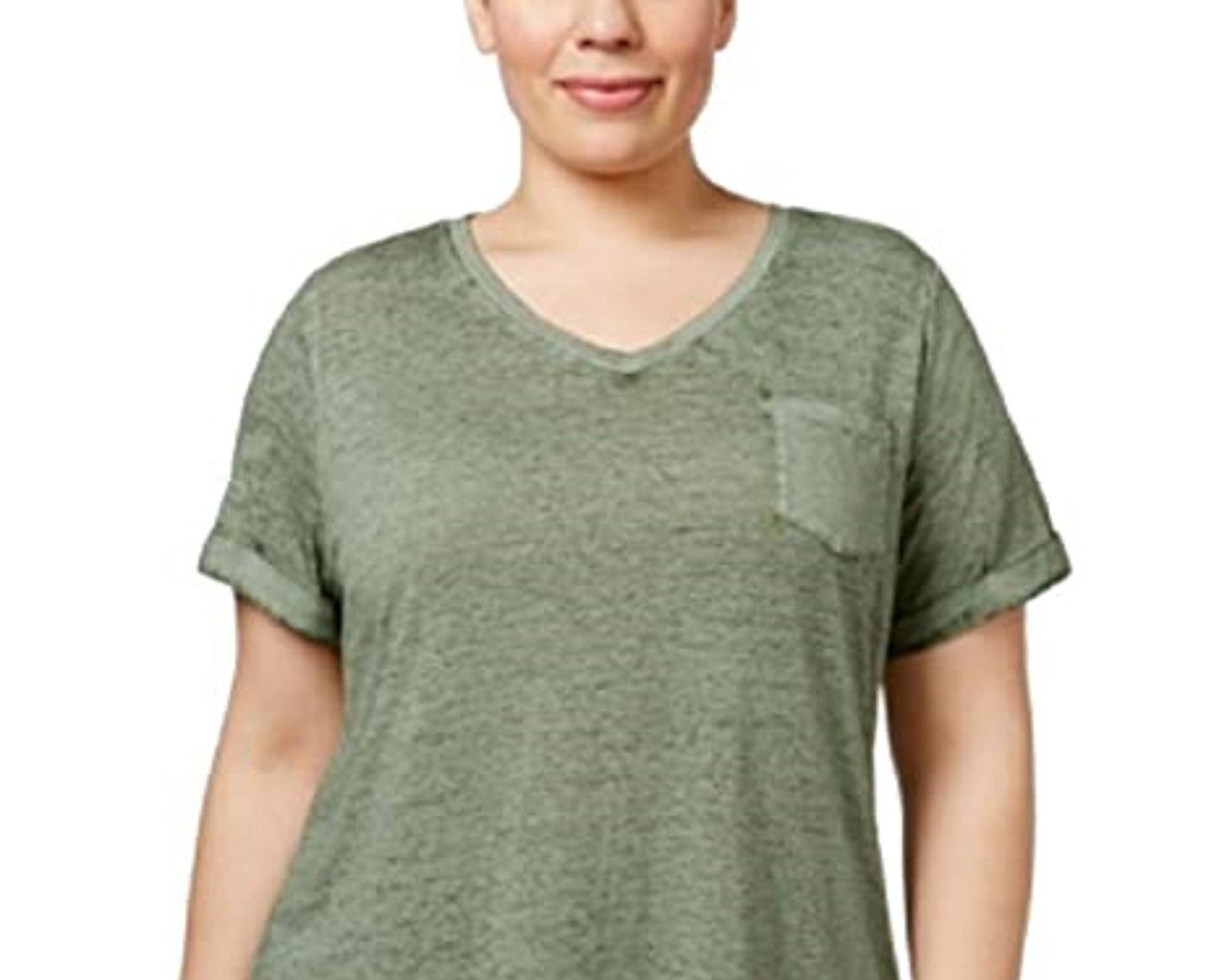 Style & Co Women's Burnout T-Shirt Green Size Extra Small