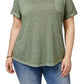Style & Co Women's Burnout T-Shirt Green Size Extra Small