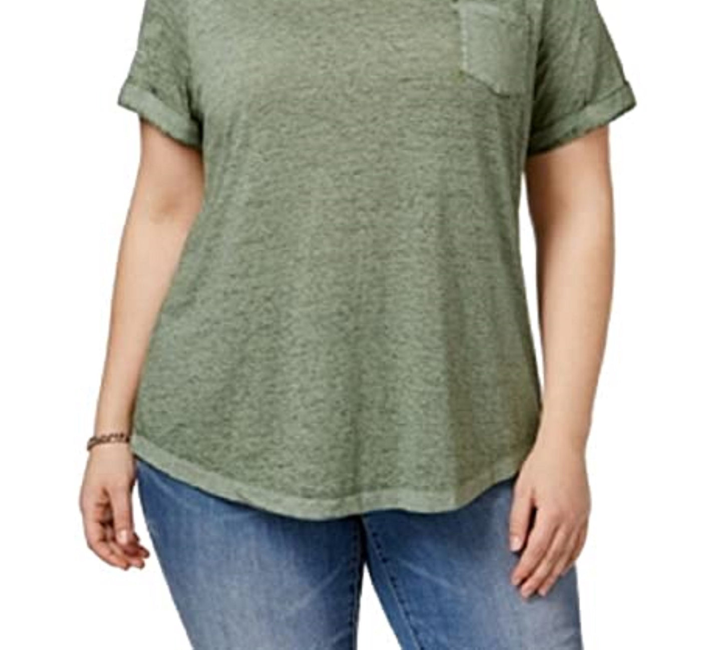 Style & Co Women's Burnout T-Shirt Green Size Extra Small
