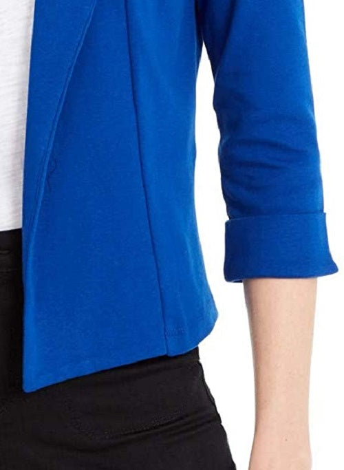 Maison Jules Women's 3/4 Sleeve Knit Blazer Navy Size Medium