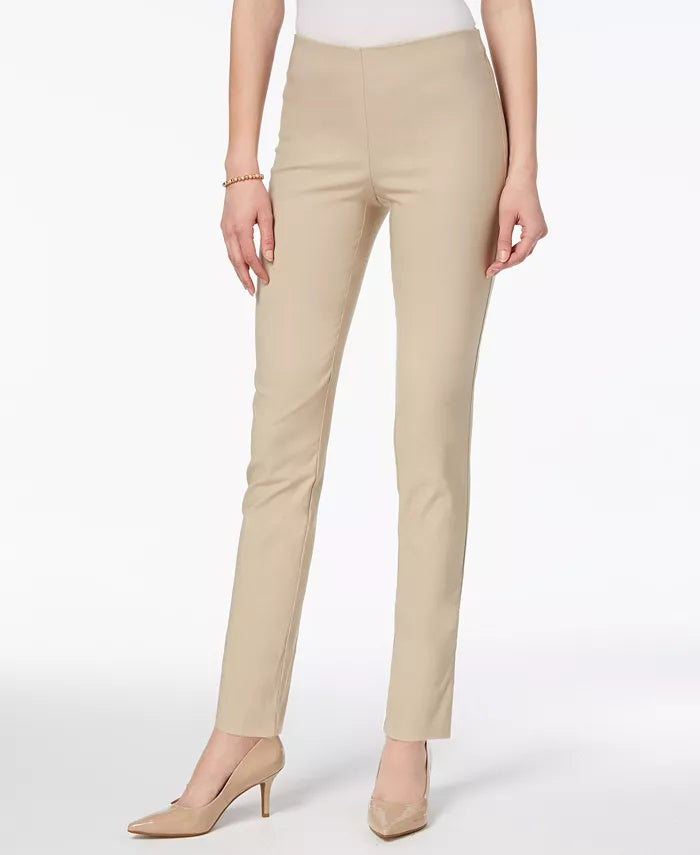 Charter Club Women's Chelsea Tummy Control Skinny-Leg Ankle Pants Beige Size 14