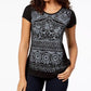 Style & Co Women's Graphic T-Shirt Black Size X-Small