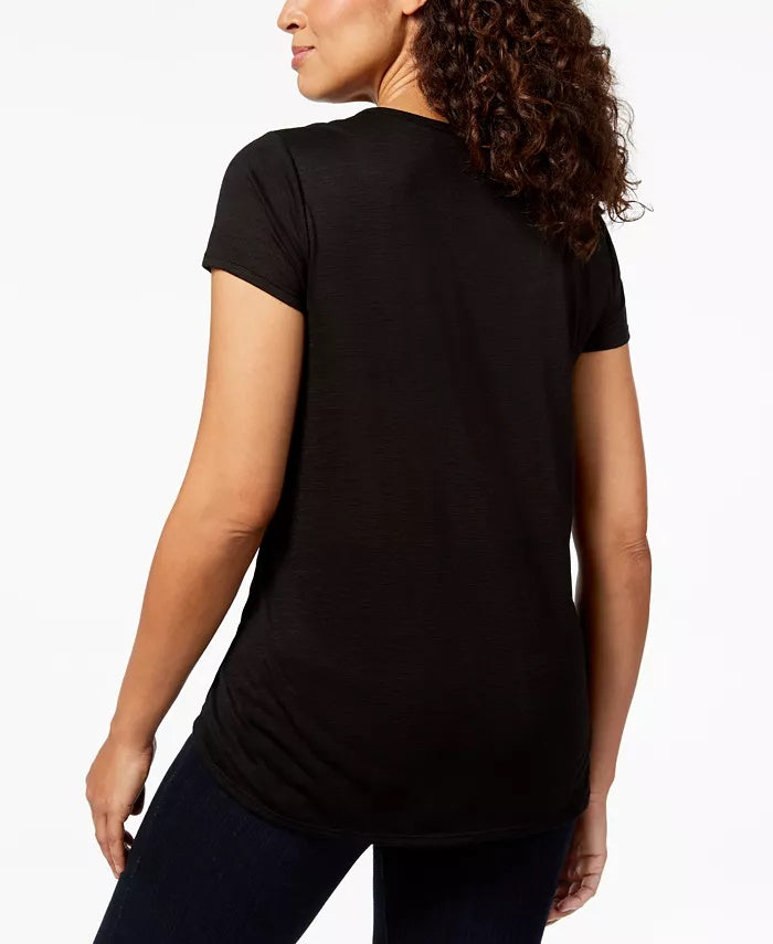 Style & Co Women's Graphic T-Shirt Black Size X-Small