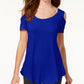 JM Collection Women's Cold Shoulder Swing T-Shirt  Blue Size X-Small